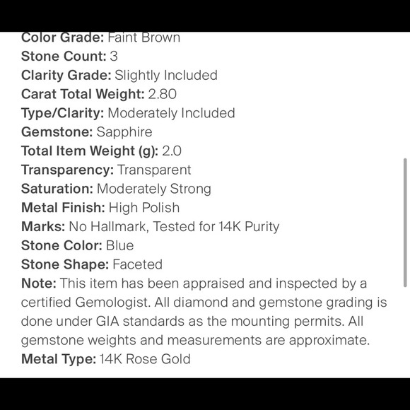 NWT $1580 Sapphire and Diamond Three Stone Pendant 14k Rose Gold 100% Authentic - Picture 4 of 4